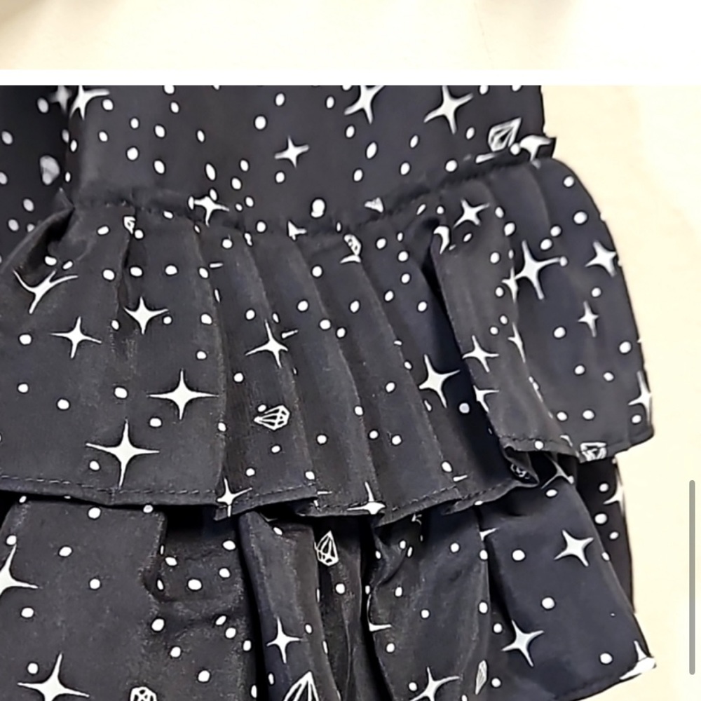 $624 New Frame Diamond Ruffle stars silk black white Shift dress women's M - Picture 9 of 9